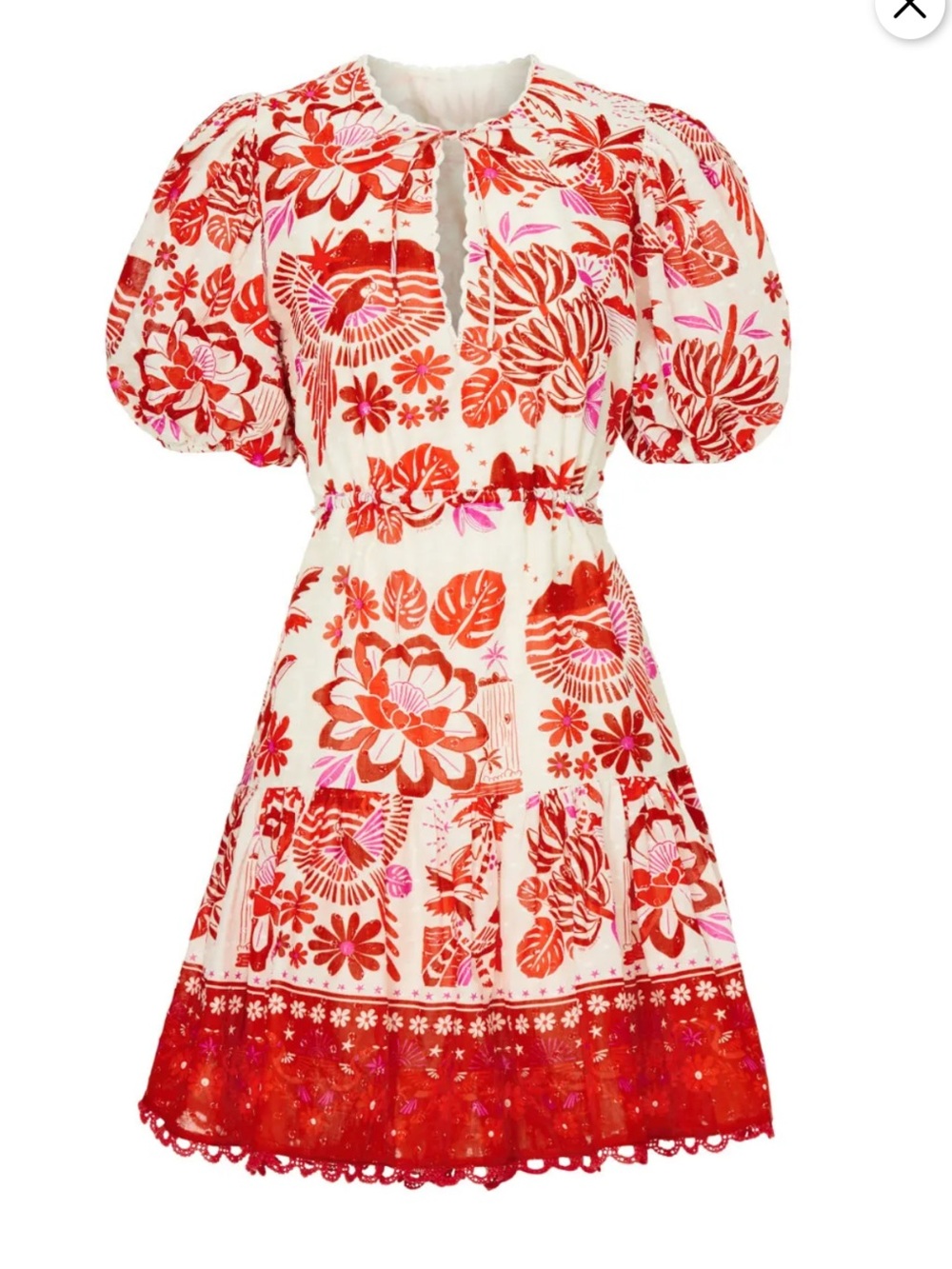 FARM Rio Cream Dress with Red & Pink Floral Print - Picture 1 of 3